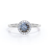 Solitaire 0.75 Ct Round Salt and Pepper Diamond Engagement Ring