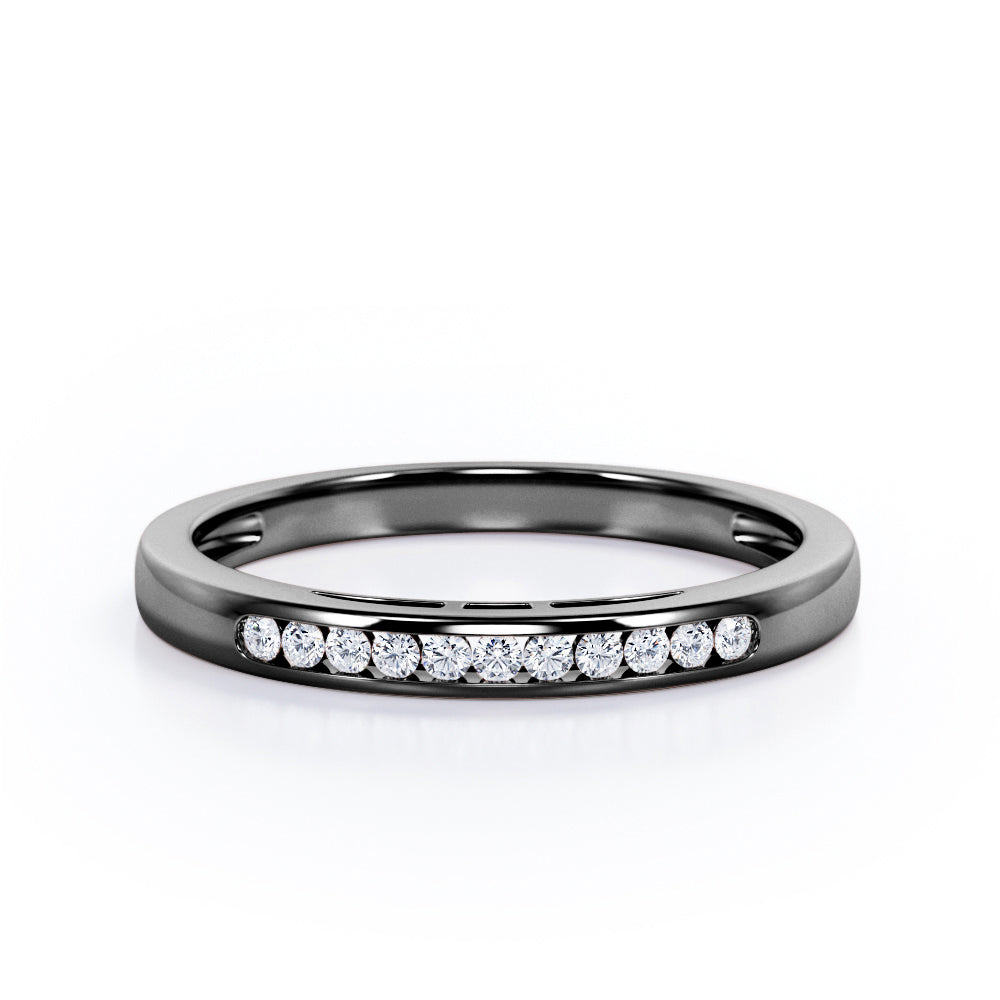 Minimalist 0.15 TCW Round-Shaped Diamond Flush-Channel Design Wedding Band in 10K White Gold