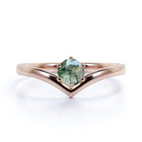 Contour Solitaire 1.25 Carat Round Cut Solid Dendritic Mossy Green Agate Classic Engagement Ring