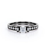 Certified Channel Set 0.50 Ct Princess Lab Diamond Engagement Ring