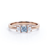 1 ct Princess Aquamarine Three Stone Engagement Ring