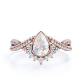 1 ct Teardrop Moonstone Infinity Engagement Ring