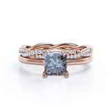 Eternity 1 Ct Square Salt and Pepper Diamond Wedding Ring Set