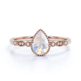 Bezel 1.25 ct Pear Moonstone Vintage Engagement Ring