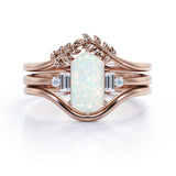 Nature 1.15 Ct Hexagon Cut Lab Created Opal Wedding Ring Set