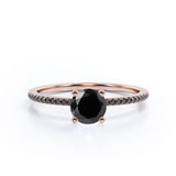 1.5 ct Round Lab Black Diamond 4-Prong Pave Engagement Ring