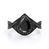 1.5 ct Teardrop Lab Black Diamond Halo Infinity Engagement Ring