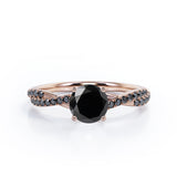 1.45 ct Round Lab Black Diamond Crossover Pave Engagement Ring