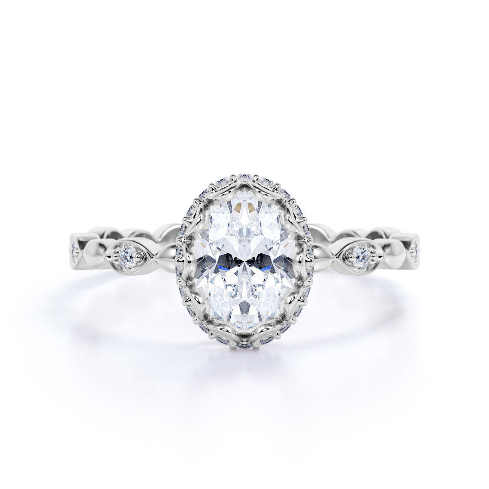 Vintage 1.50 Carat Oval Cut Moissanite Engagement Ring