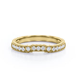 Cinderella Staircase 0.15 TCW Round Shaped Diamond Milgrain Filigree Wedding Band in White Gold