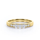 Seven Stone - 0.25 TCW Princess and Round Cut Diamond - Shared Prong Pave Wedding Band in White Gold