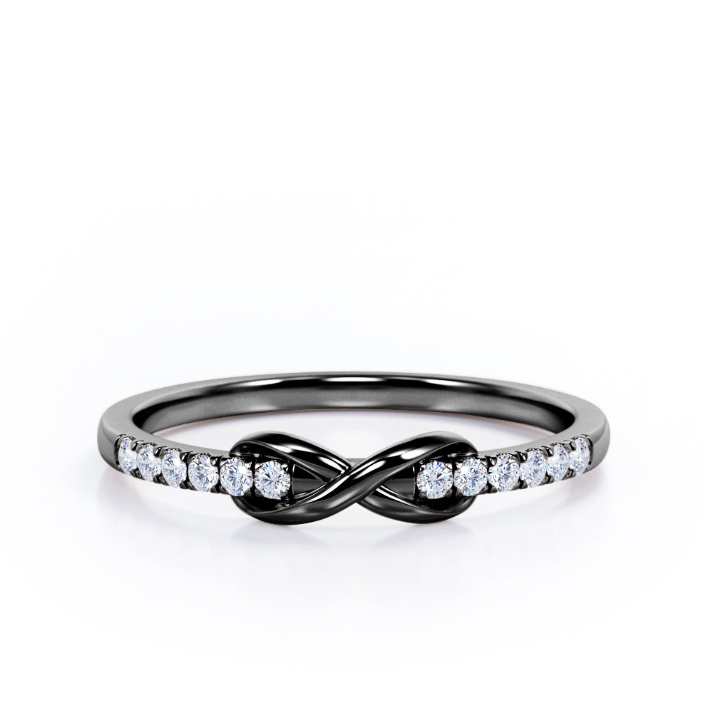 Dainty 0.1 carat Round Moissanite/Diamond Infinity Wedding Band in Rose Gold