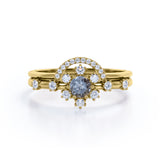 Snowflake 0.95 Ct Round Salt and Pepper Diamond Bridal Set