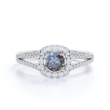 1.25 Ct Round Salt and Pepper Diamond Split Shank Engagement Ring