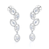 Floral 1.35 Carat Round Cut White Sapphire And Diamond Pave Set Drop Earrings In Rose Gold