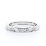 Minimalist 0.15 TCW Round-Shaped Diamond Flush-Channel Design Wedding Band in 10K White Gold