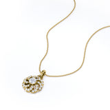 Circle of Life Prong Set 1.25 Carat Round Cut Certified Moissanite and Diamond Floating French Pave Pendant Necklace in White Gold