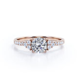 Classic 7 Stone Cluster 1 CT TDW Round Cut Diamond Engagement Ring for Her in Rose Gold
