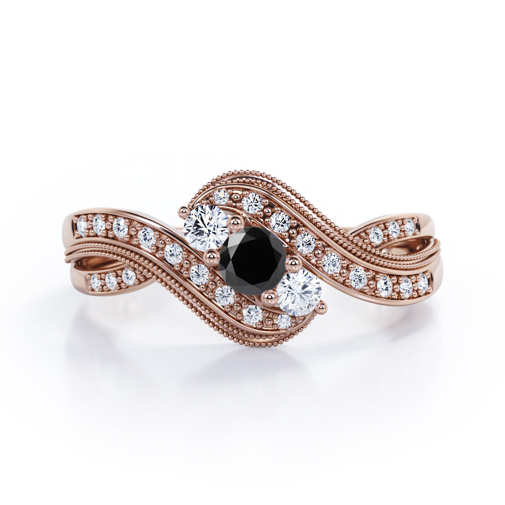 0.7 ct Round Lab Black Diamond Infinity Engagement Ring