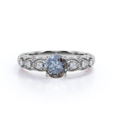 1 Ct Round Salt and Pepper Diamond Vintage Engagement Ring