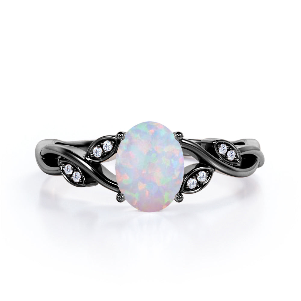 1.10 Ct Oval Cut Lab Created Opal Infinity Engagement Ring