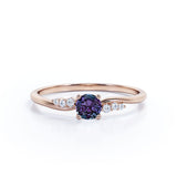 Asymmetric 1.15 Carat Round Cut Lab Created Alexandrite And Diamond Seven Stone Engagement Ring In White Gold