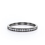 Minimalist - 0.15 TCW Round Shaped Diamond Pave Channel Wedding Band in White Gold