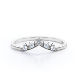 Crown Design 0.10 TCW Round Shape Diamond Chevron Wedding Band in Black Gold