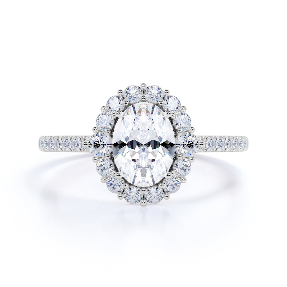 1.25 Carat Oval Cut Moissanite and Diamond Engagement Ring in 10k Rose Gold Elegant Ring