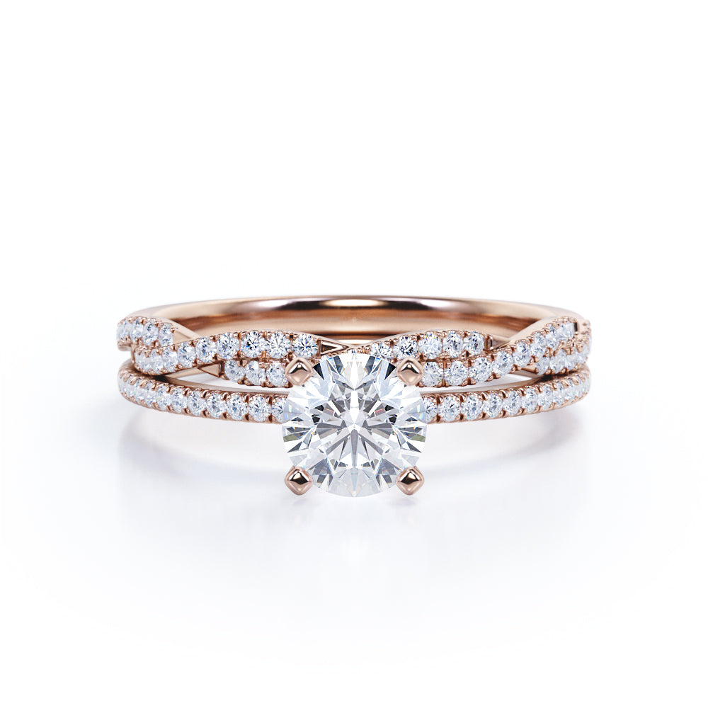 1.50 Carat Round Cut Moissanite Infinity Bridal Set