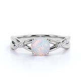 Twisted 1.10 Ct Round Cut Lab Created Opal Engagement Ring