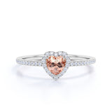 1.50 ct Heart Morganite Halo Engagement Ring