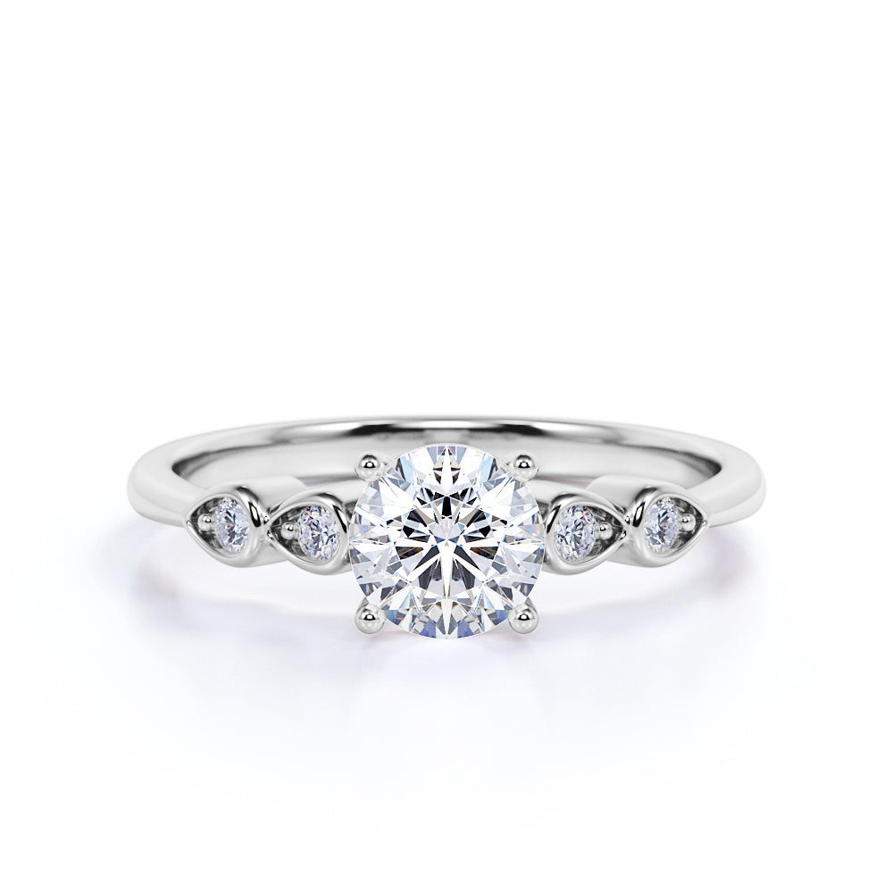 Five Stone 1.25 Carat Round Cut Moissanite Engagement Ring