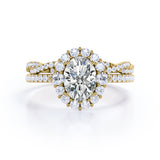 Halo 2 Carat Oval Cut Moissanite Bridal Set