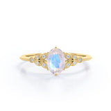 Vintage Leaf 0.85 ct Oval Moonstone Engagement Ring