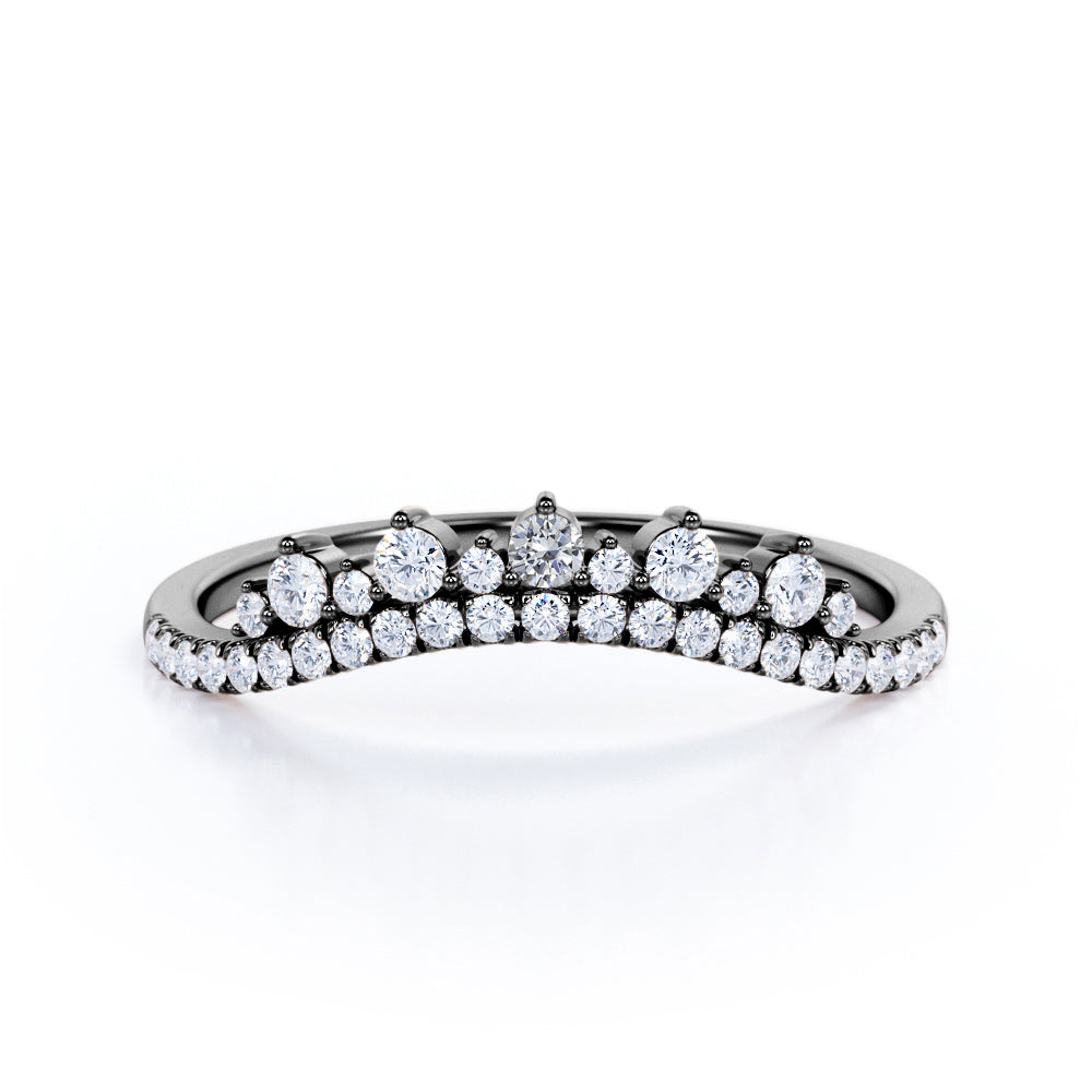 Crown Curved 0.25 TCW Round Pave Wedding Ring