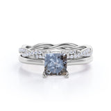 Eternity 1 Ct Square Salt and Pepper Diamond Wedding Ring Set
