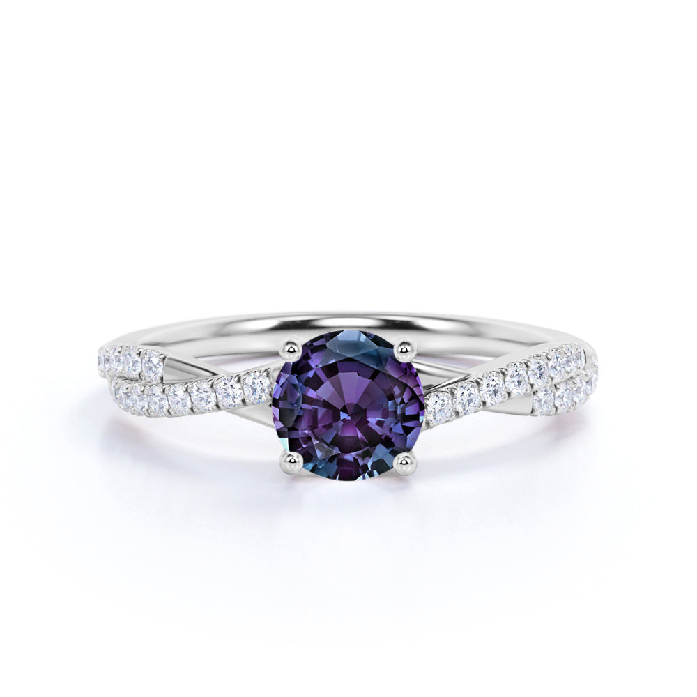 1.25 Ct Round Lab Alexandrite Infinity Engagement Ring