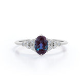 Vintage 1.25 Ct Oval Lab Alexandrite Engagement Ring
