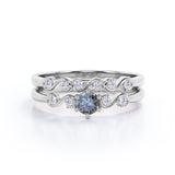 Twist 0.85 Ct Round Salt and Pepper Diamond Wedding Ring Set