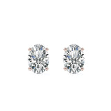 Certified 4 Prong 2.5 Carat Oval Cut Moissanite Solitaire Stud Earrings In 18K Rose Gold Plating Over Silver