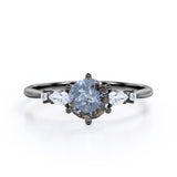 Five Stone 0.85 Ct Round Salt and Pepper Diamond Engagement Ring