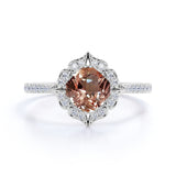 Vintage 1.25 ct Cushion Peach Morganite Engagement Ring