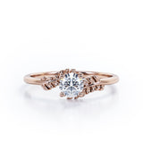 Leafy Bypass 0.5 TCW Round Shape Diamond Solitaire Engagement Ring in White Gold