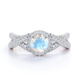 1.25 ct Round Moonstone Halo Engagement Ring