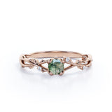 Nature-Inspired Infinity 0.55 carat Round Moss Agate and Moissanite Engagement Ring in White Gold