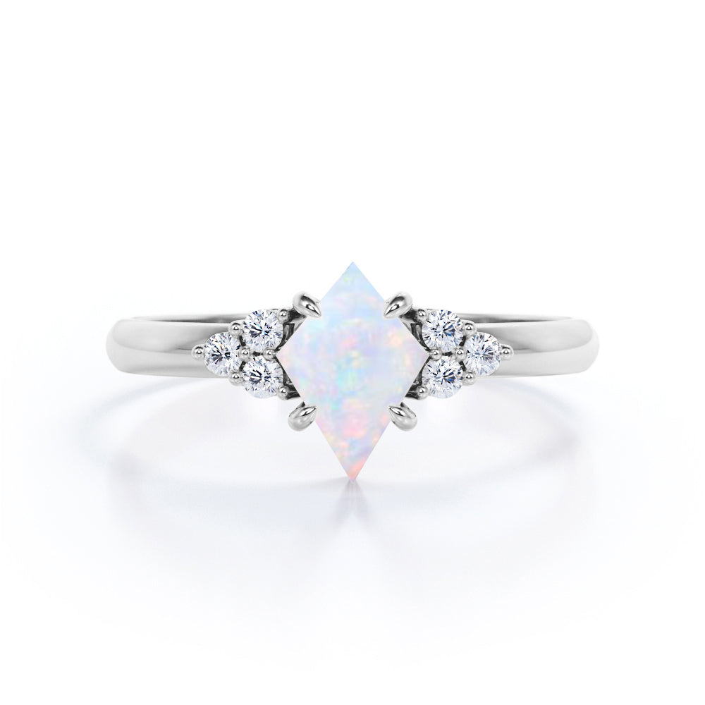 Seven Stone 1 Ct Kite Cut Lab Created Opal Engagement Ring