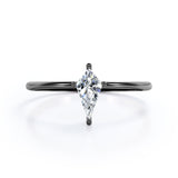 Dainty Solitaire 1 carat Kite Moissanite Engagement Ring in Black Gold