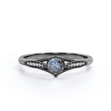 0.75 Ct Round Salt and Pepper Diamond Milgrain Engagement Ring