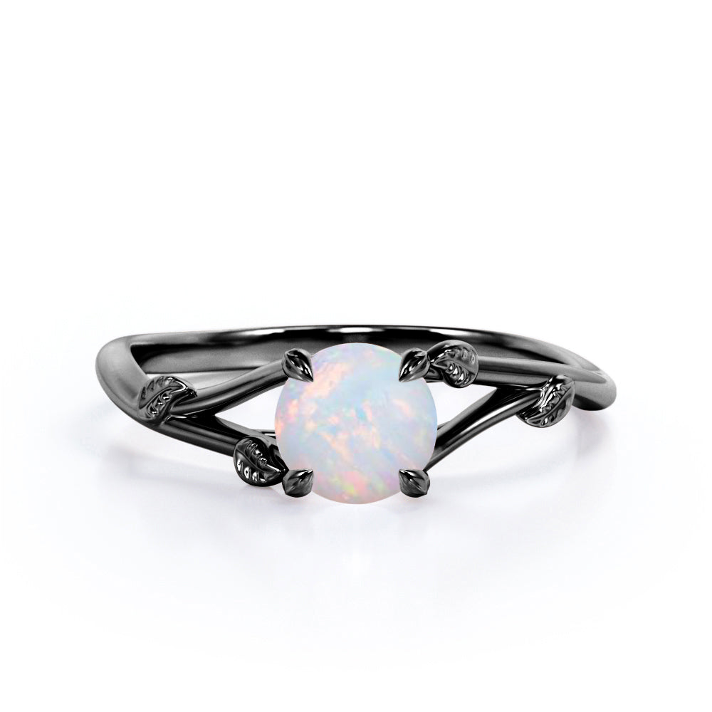 1 Ct Round Cut Lab Created Opal Nature Engagement Ring